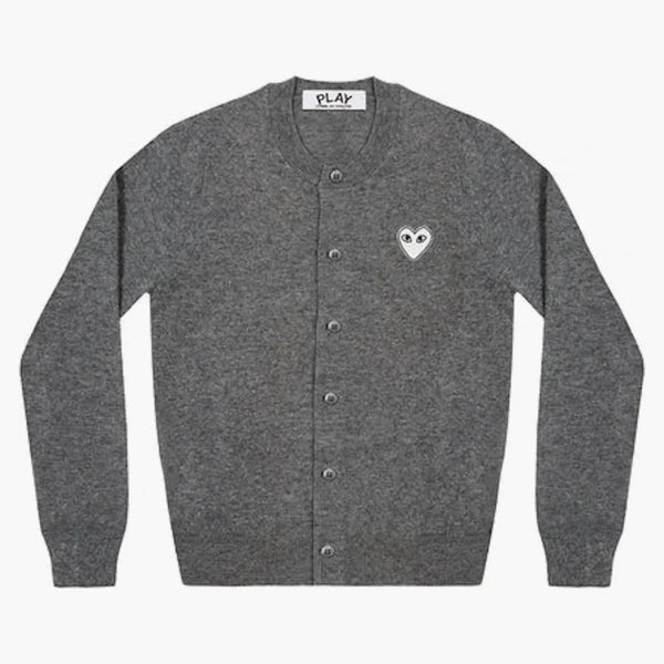 CommE of the Garcons Play White White Heart Knit Cardigan Cardigan Gray