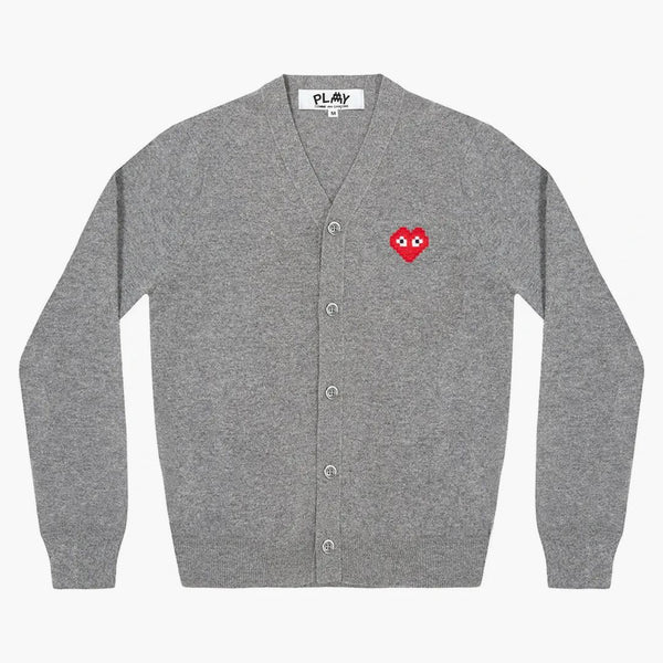 Comme Des Garcons Play X Invader Cardigan Top Grey