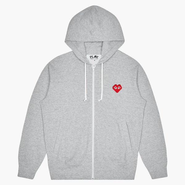 CommE of the Garcons Play X Invader Zip Up Hoodie Top Grey