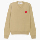 Comme Des Garcons X Invader Pixelwappen V Neck Pullover Knitwear Camel