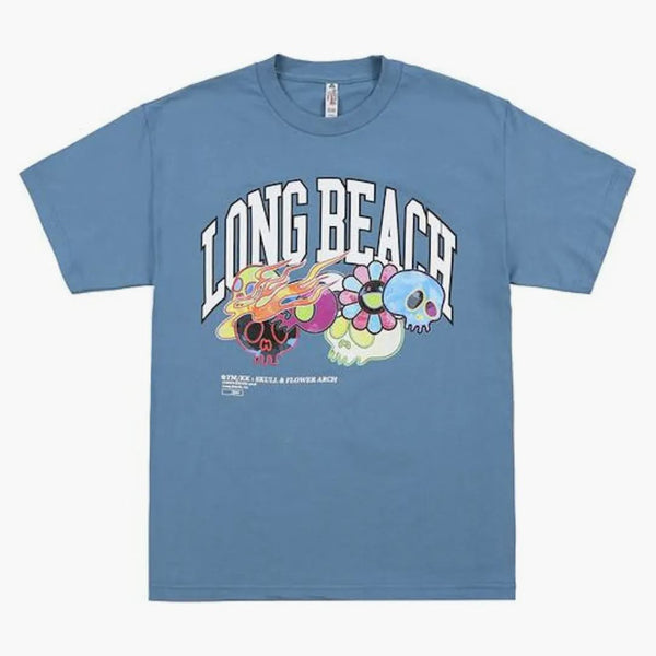 Takashi Murakami Flaming Skull & Flower Wordmark Tee Arbor Blue