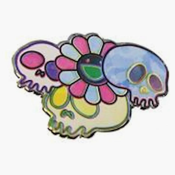 Takashi Murakami Calavera y Flower Pin plateado
