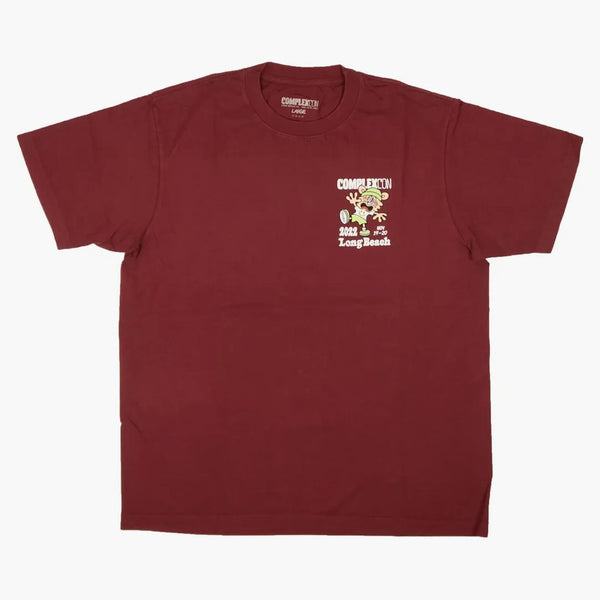 Komplexní koncové x verdy krátký rukáv logo tričko Burgundsko