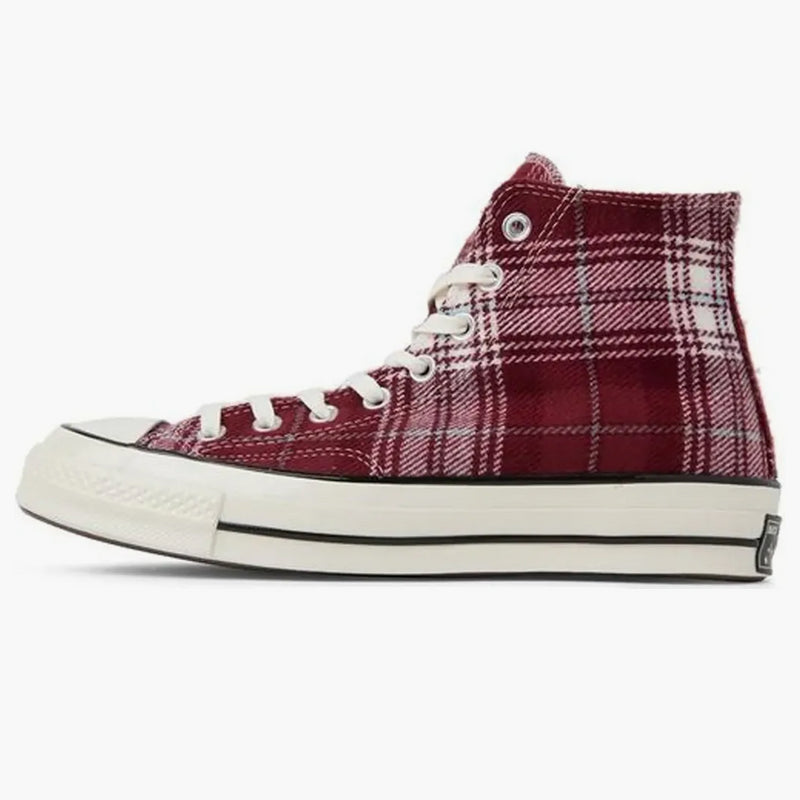 Converse Chuck Taylor All Star 70 Hi Plaid Pack Dark Burgundsko