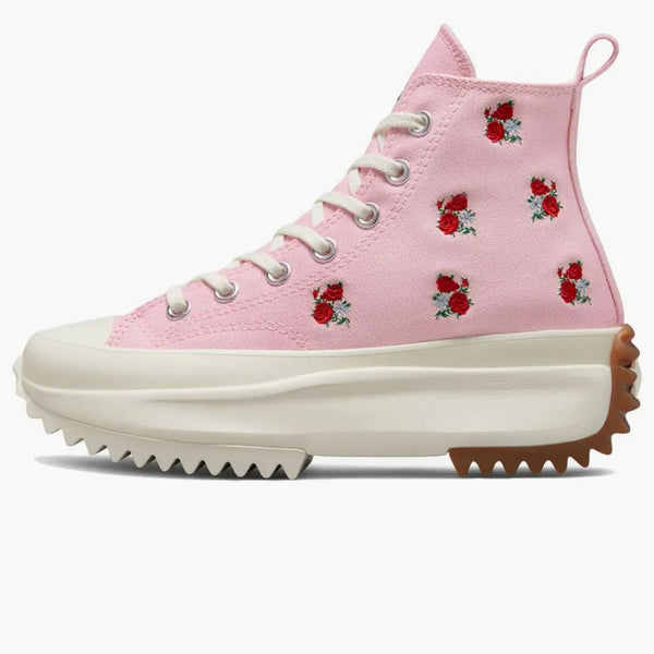 Converse Run Star Hike Platform Hi Embroidered Floral Sunrise Pink