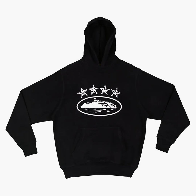 Corteiz 4starz Alcatraz hoodie svart