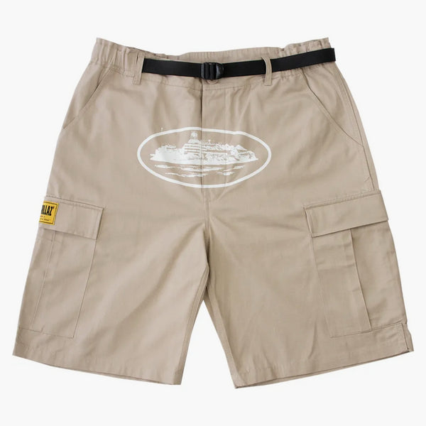 Corteiz Alcatraz Cargo Shorts Beige