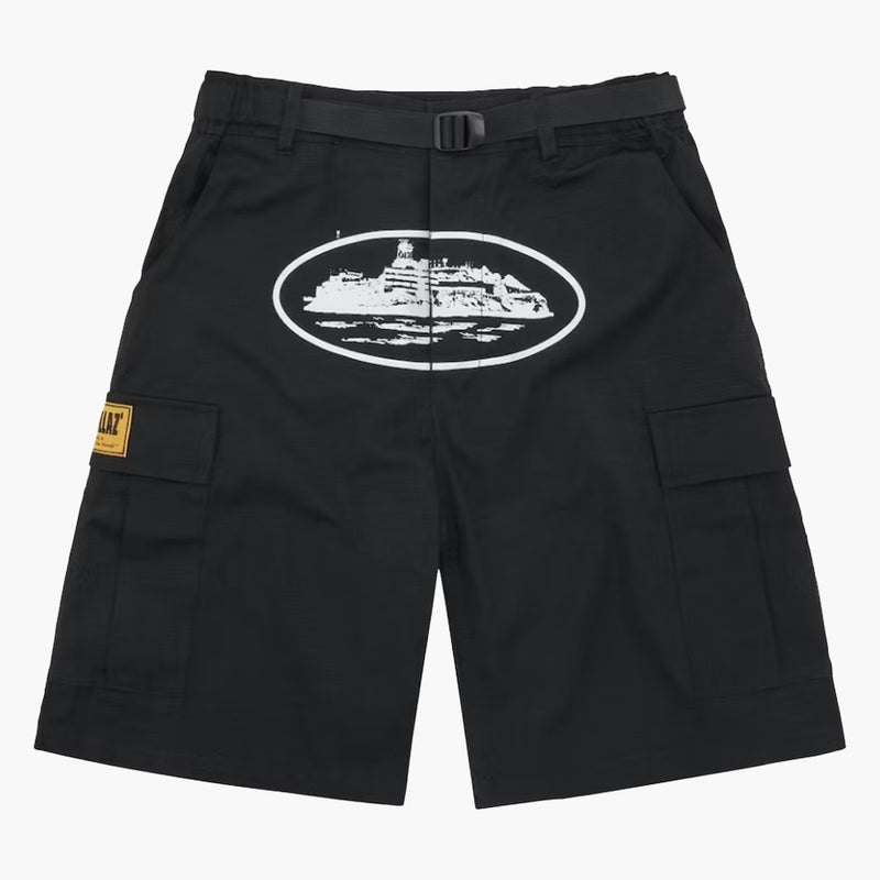 Corteiz Alcatraz Cargo Shorts Black