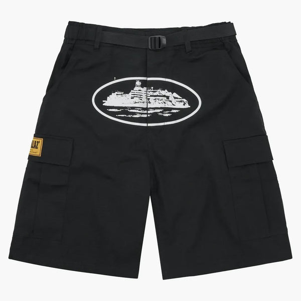 Corteiz Alcatraz Cargo Shorts Black - Buy at Hypeneedz