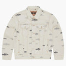 Corteiz alcatraz pattern denim jacket white