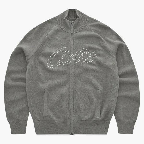 Corteiz Allstarz Knit Zip Up Kurtka Gully Grey