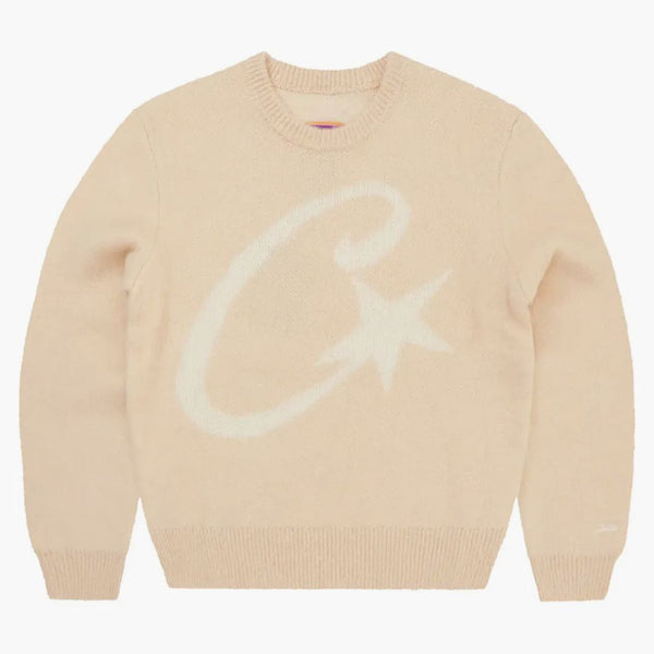 Corteiz C Star Mohair Knit Sweater Cream