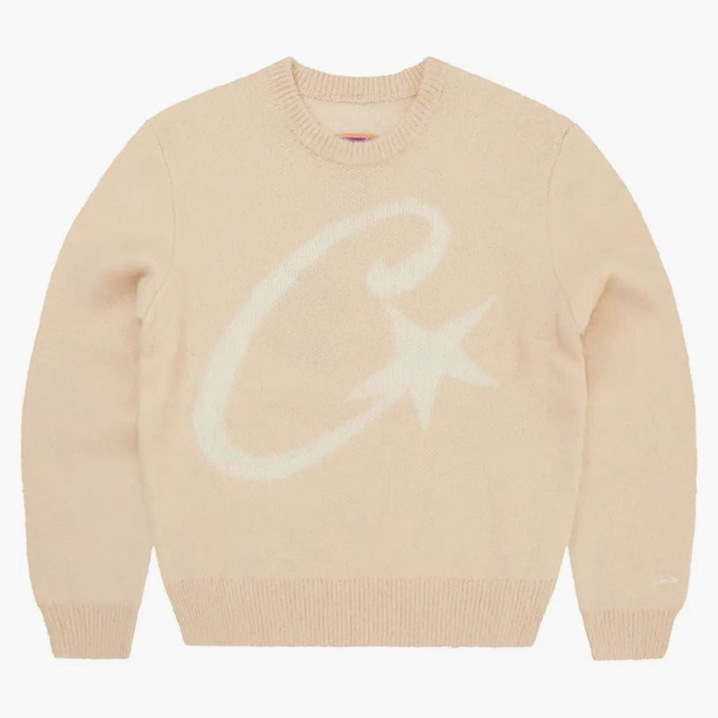 Corteiz C Star Mohair Knit Sweater Cream