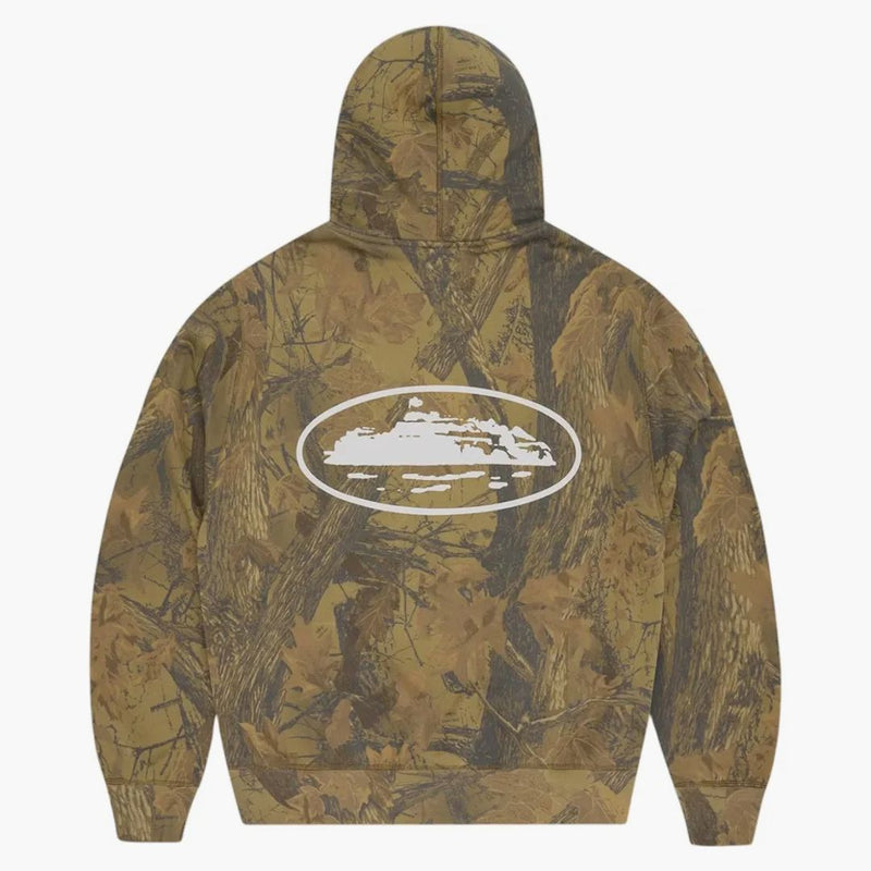 Corteiz Island Puff Print Zip Hoodie Forest Camo