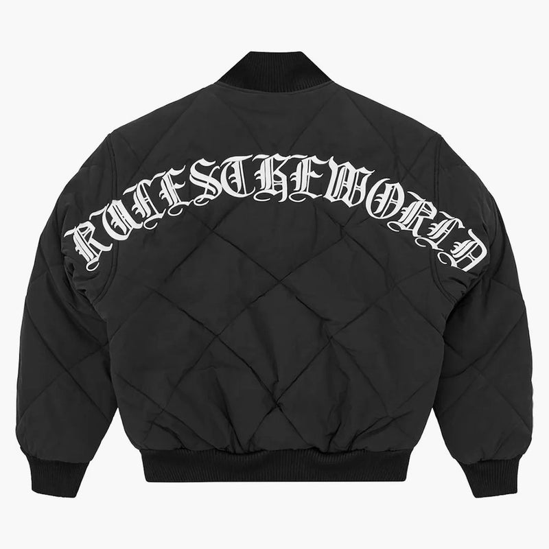 Corteiz Olde English Quilted Bomber Jacket Black