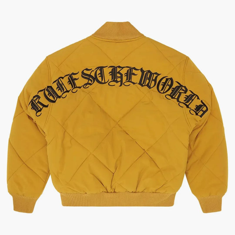 Corteiz Olde English Quilted Bomber Jacket Yellow