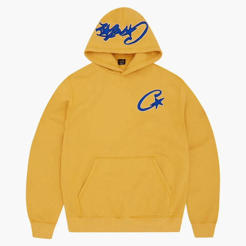 Corteiz Satin C Star Appliqué Hoodie Mustard