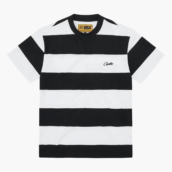 Corteiz Striped Tee Black