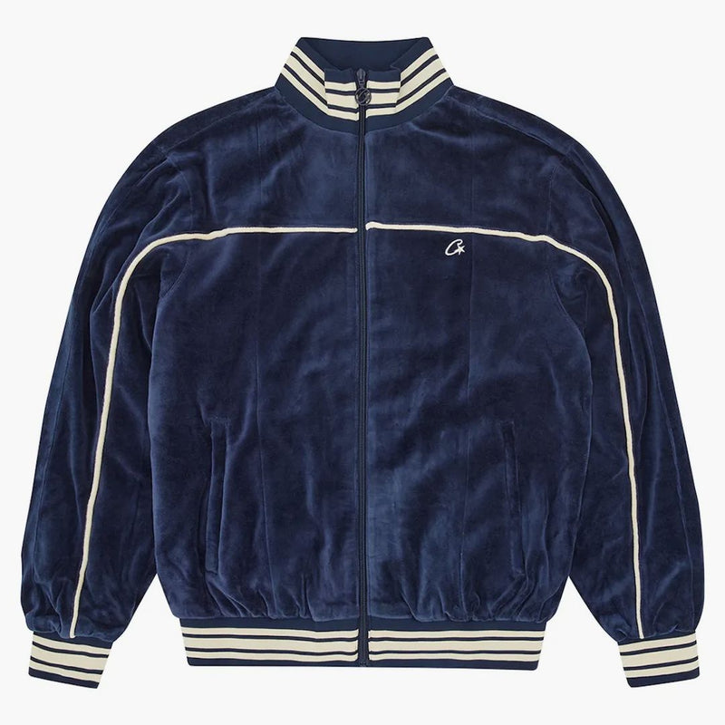 Corteiz Vvs Uptown Velour Track Jacket Navy