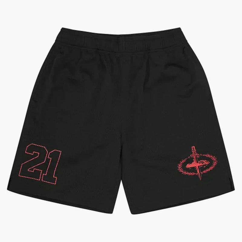 Corteiz x Slaughter Gang 21 Shorts mesh selvaggio nero