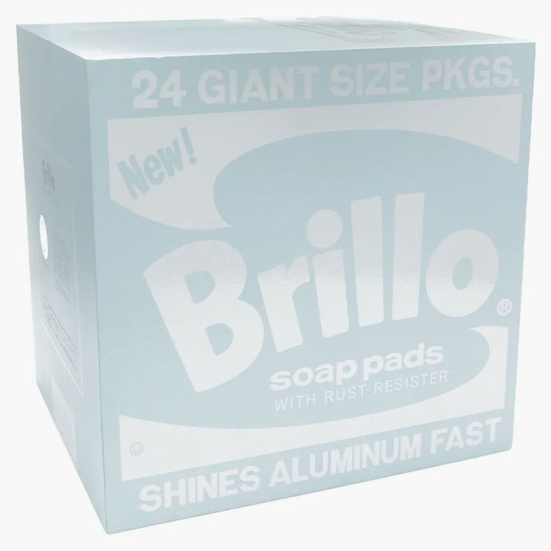 Daniel Arsham x Andy Warhol erodoval Brillo Box Cube postava modrá