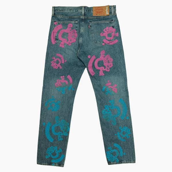 Denim tårar bstroy tårar 501 lätt tvätt jean rosa/blå