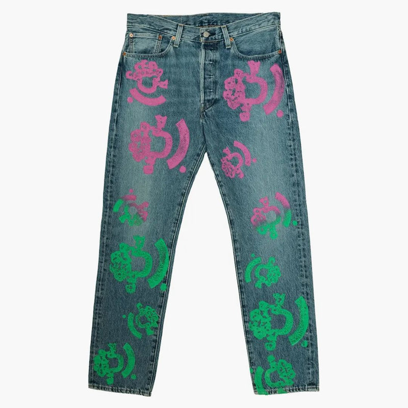 Denim tårar bstroy tårar 501 lätt tvätt jean rosa/grön