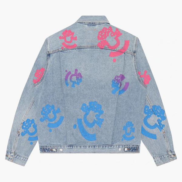 Denim tårar bstroy tårar typ 2 lätt tvätt denim trucker jacka rosa/blå