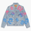 Lacrime in denim Bstroy Tears Tipo 2 Wash Light Denim Trucker Giacca rosa/blu