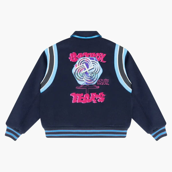 Denim tårar bstroy tårar varsity jacka marinblå