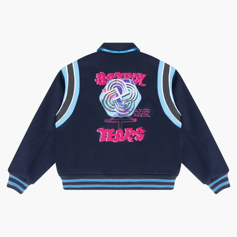 Denim tårar bstroy tårar varsity jacka marinblå