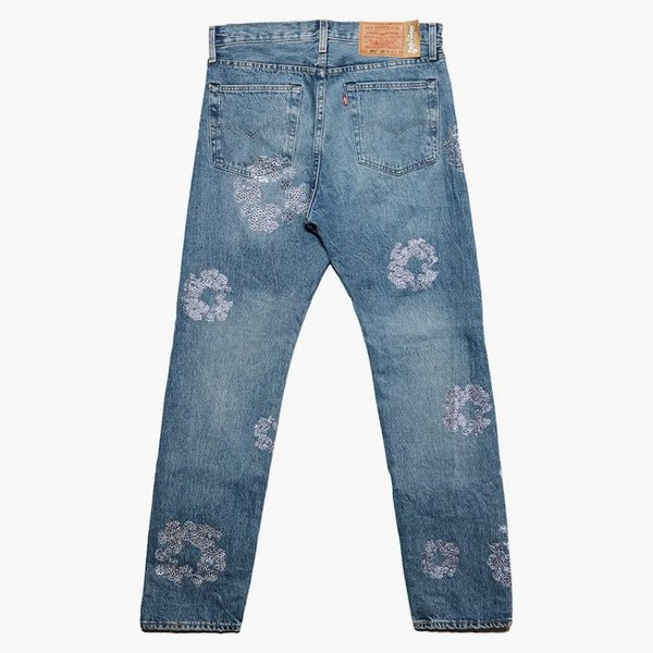Denim tårar byst tårar 501 jeans lätt tvätt