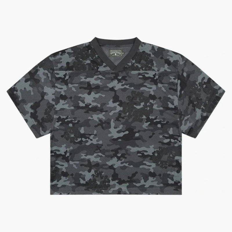 Denim Tears Camo Cotton Wreath Mesh Football Top Black