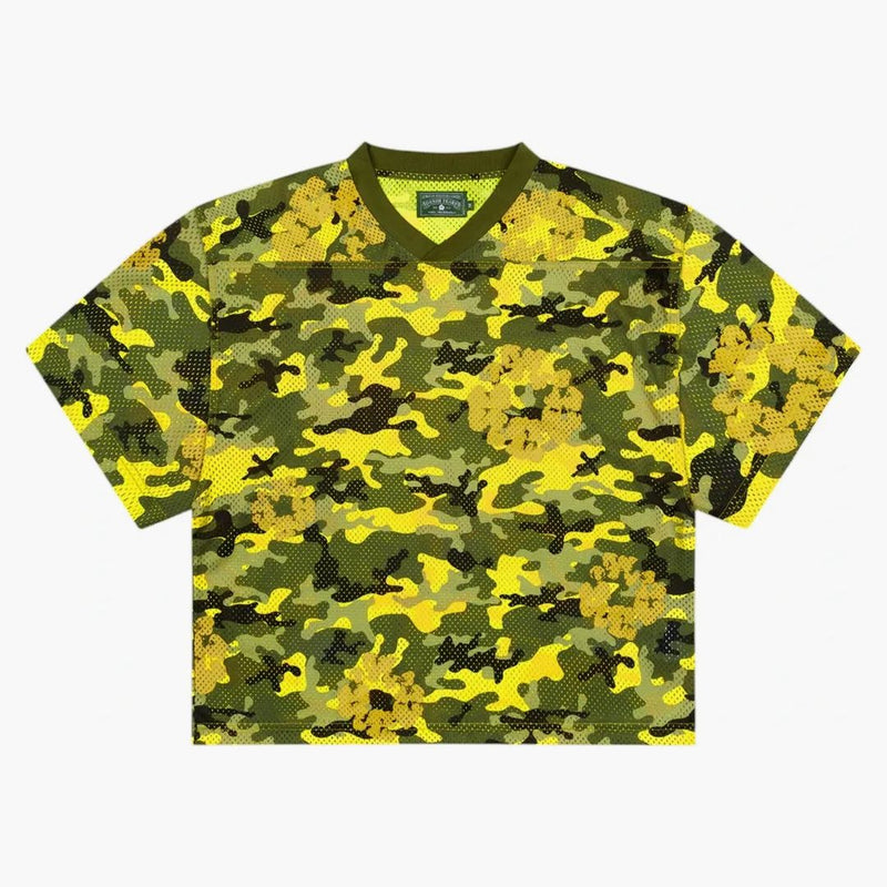 Denim Tears Camo Cotton Wreath Mesh Football Top Yellow