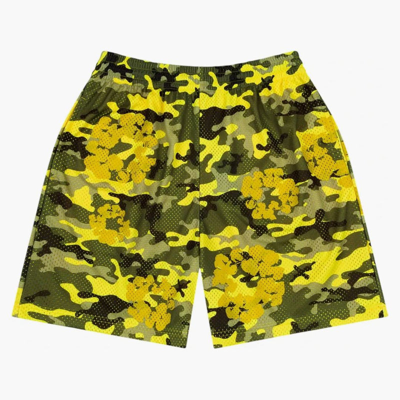 Denim Tears Camo Cotton Wreath Mesh Shorts Yellow