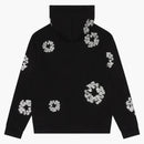 Denim tårar kashmir swarovski bomulls krans zip hoodie svart