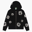 Denim tårar kashmir swarovski bomulls krans zip hoodie svart