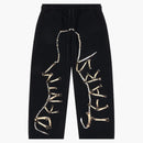 Lágrimas de mezclilla pantalones de chándal con hueso de pollo negro