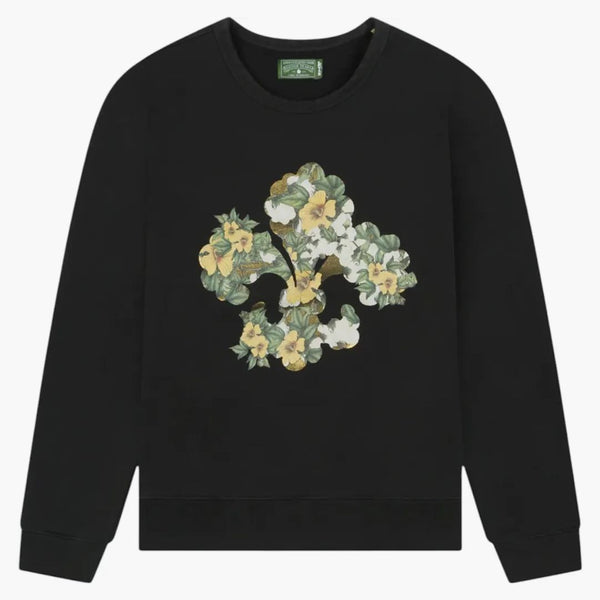 Denim tårar bomull fleur de-lis crewneck kol