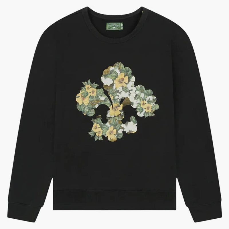 Denim tårar bomull fleur de-lis crewneck kol