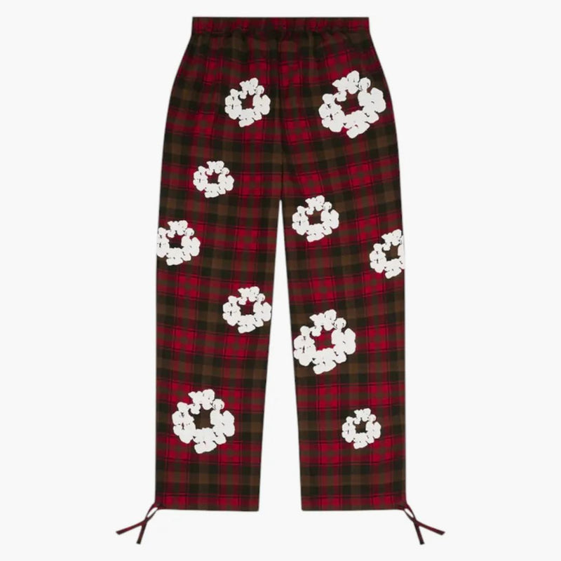 Lacrime in denim pantaloni del pigiama ghirlanda di cotone rosso