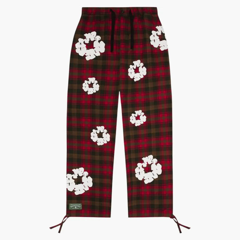 Lacrime in denim pantaloni del pigiama ghirlanda di cotone rosso