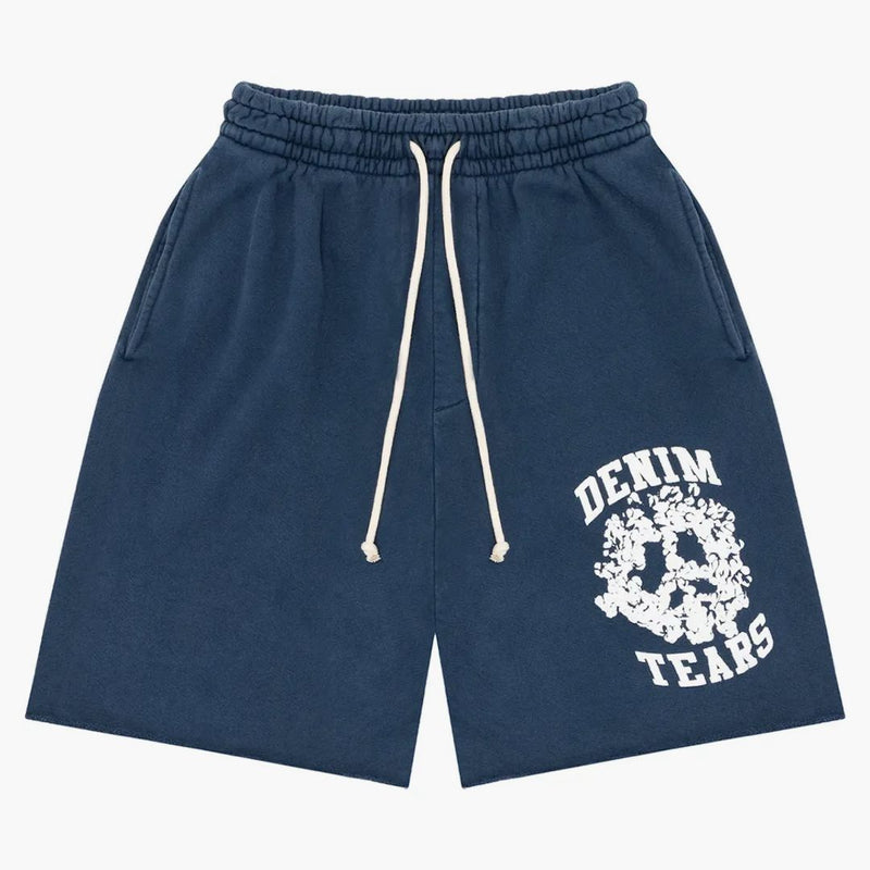 Džínové slzy denim univerzitní šortky námořnictva