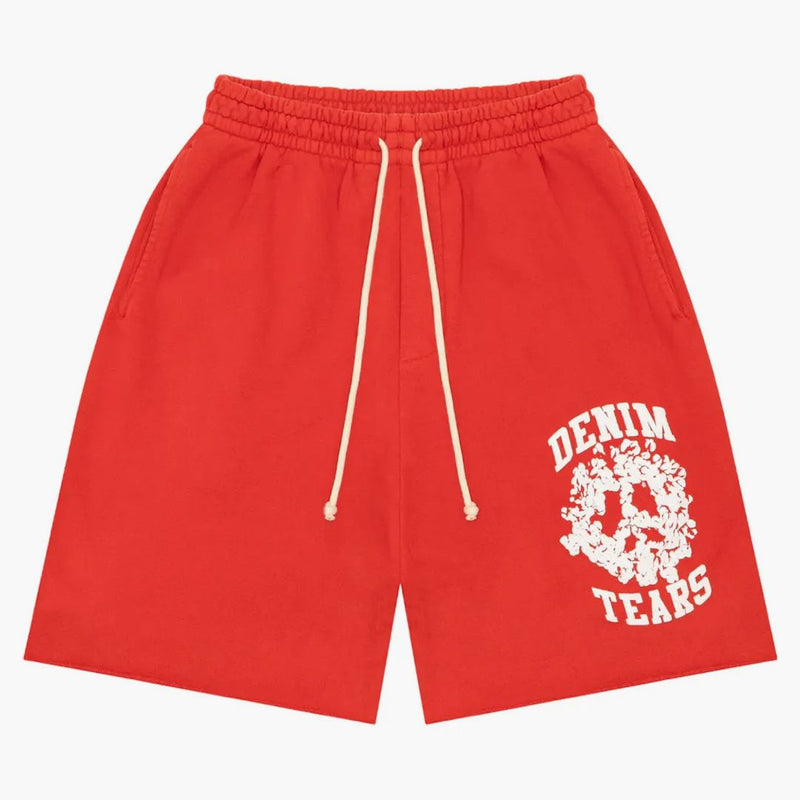 Denim tårar denim universitetshorts rött