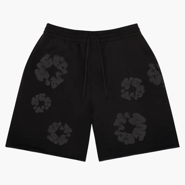 Denim Tears Faded Mono Cotton Wreath Sweatshorts Black