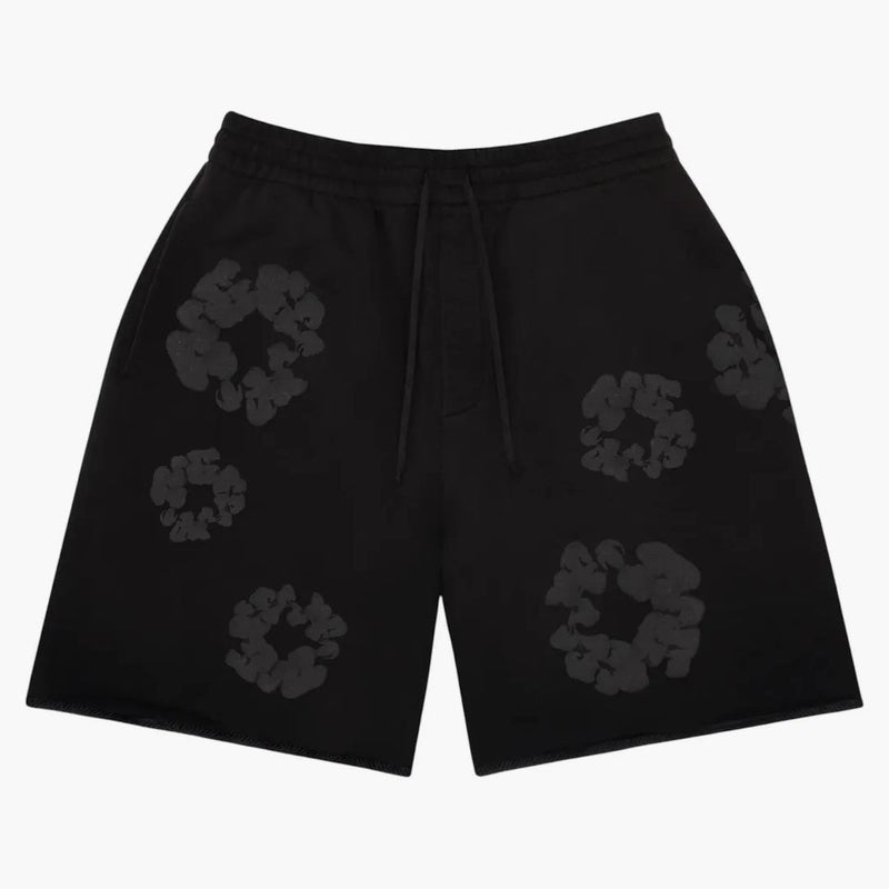 Denim Tears Faded Mono Cotton Wreath Sweatshorts Black