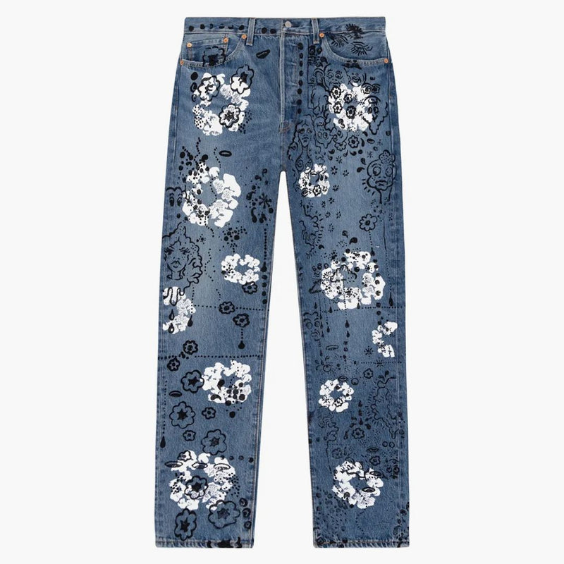 Džínové slzy Irák slzy 501 Jean Vintage Blue Light Wash