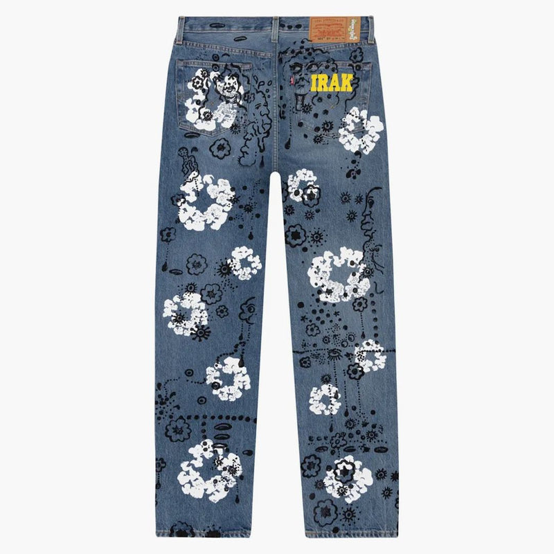 Džínové slzy Irák slzy 501 Jean Vintage Blue Light Wash