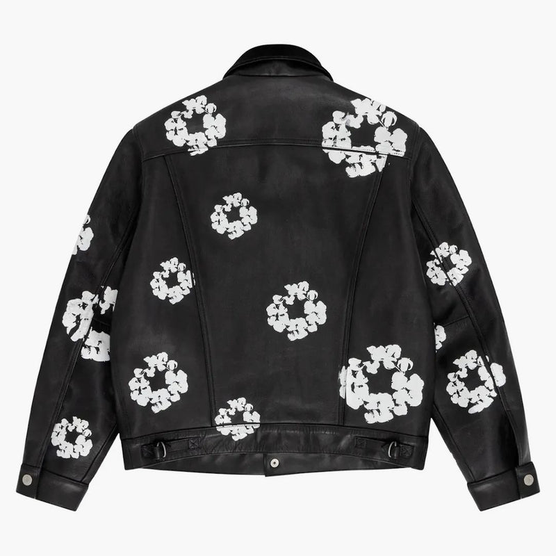 Denim tårar x Levis läder bomullsvagning typ-3 jacka svart denim