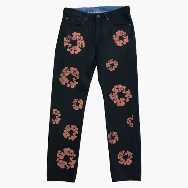 Denim tårar Levis bomulls krans jeans svart/röd lera
